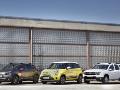 De izquierda a derecha, Skoda Spaceback, Citro&euml;n Cactus, Fiat 500L Trekking y Dacia Duster. 