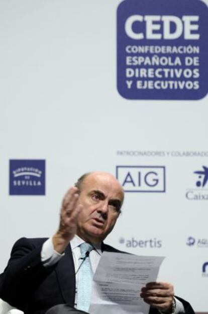 Luis de Guindos, aquest dimarts a Sevilla.