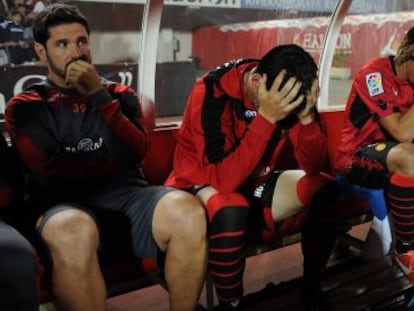 El banquillo del Mallorca, tras descender.