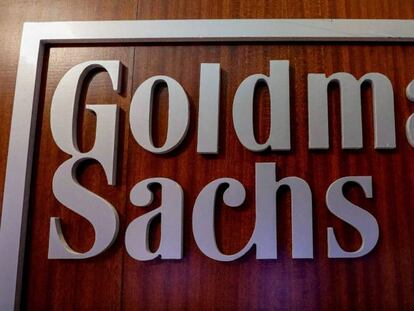 Logotipo de Goldman Sachs en la Bolsa de Nueva York. 