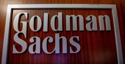 Logotipo de Goldman Sachs en la Bolsa de Nueva York. 