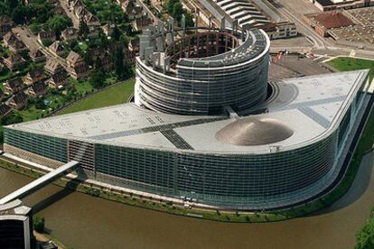 Imagen aérea del edificio sede del Parlamento Europeo, en Estrasburgo.