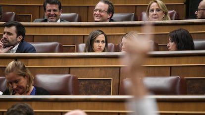 La secretaria general de Podemos, Ione Belarra, durante una sesión plenaria extraordinaria, en el Congreso de los Diputados.