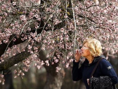 Carmena, durante su visita esta ma&ntilde;ana a la Quinta de los Molinos.