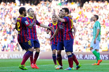 Messi celebra el primer tanto del partido.