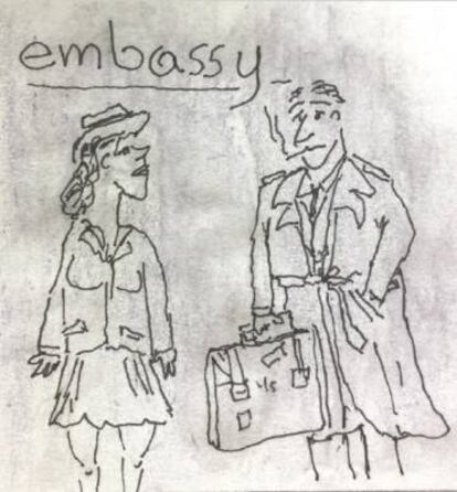 Ilustraci&oacute;n de dos clientes del Embassy.