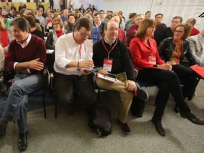 Susana D&iacute;az, Javier Fern&aacute;ndez, Fern&aacute;ndez Vara e Iceta, el pasado diciembre.