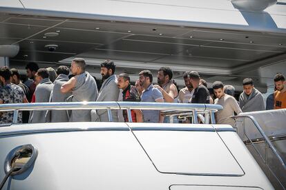 Migrants arrive at the port of Kalamata, following a rescue operation, after their boat capsized at open sea, in Greece, on June 14, 2023.