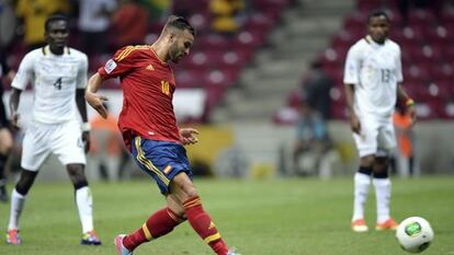 Jes&eacute; marca el gol del triunfo de Espa&ntilde;a.