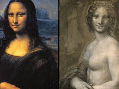 À esquerda, ‘Mona Lisa’. À direita, o rascunho que o Louvre está estudando, intitulado 'Monna Vanna'.