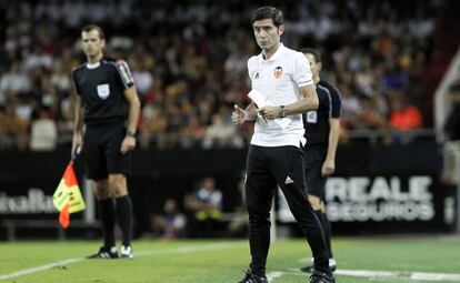 Marcelino, entrenador del Valencia, en el duelo ante el Atalanta.