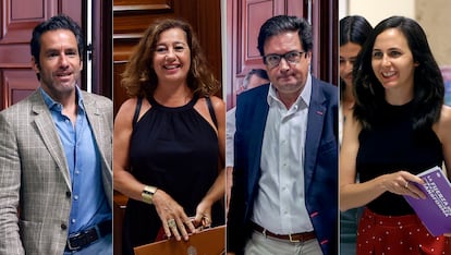 Desde la izquierda, Borja Sémper (PP), Francina Armengol (PSOE), Óscar López (PSOE) e Ione Belarra (Sumar).