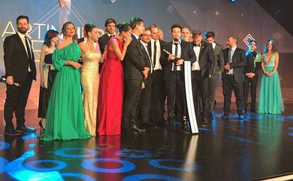 Algunas de las actrices vestidas de verde en la gala de los Martín Fierro.