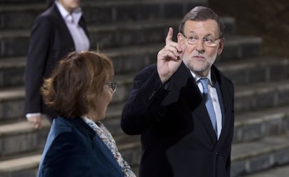 El presidente del gobierno, Mariano Rajoy, a su salida del 'cara a cara'.