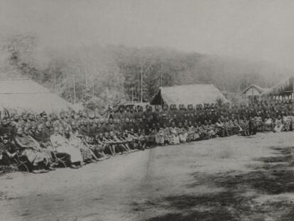 Congoleses durante a Exposição Universal de Bruxelas em 1897.