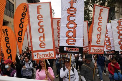 Maestros protestan contra la reforma a la educación, el 17 de junio en Bogotá.