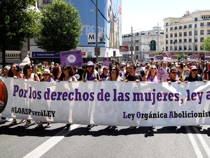 Manifestación contra la prostitución en Madrid el pasado 28 de mayo.