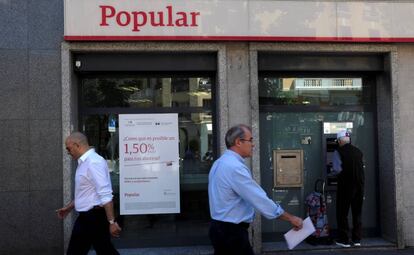 Una oficina del Banco popular en Madrid.