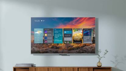 Televisor con Fire TV mostrando widgets
