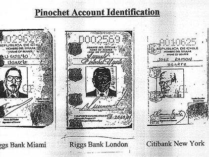 Copias de pasaportes utilizados por Augusto Pinochet para abrir cuentas
en distintos bancos.