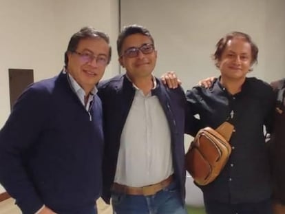 Gustavo Petro, Pedro Niño y Juan Fernando Petro, durante una reunión en marzo de 2022.