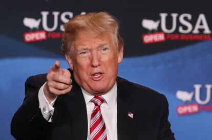 Donald Trump, el lunes hablando de la rebaja de impuestos en un acto organizado en Hialeah (Florida).