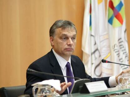 El primer ministro de Hungr&iacute;a, V&iacute;ktor Orb&aacute;n, durante un acto en Madrid.