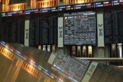 Vista del panel de la Bolsa de Madrid.