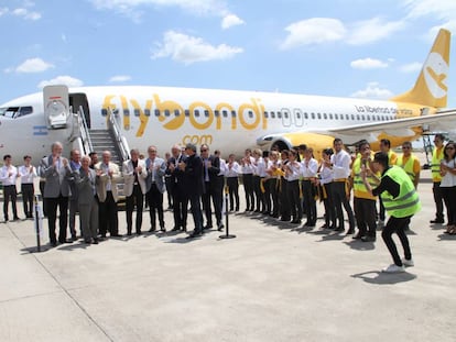 Inauguração do primeiro avião de Flybondi, em Córdoba, no início de dezembro.