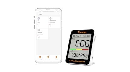Vista del medidor de CO₂ Temtop C1+.