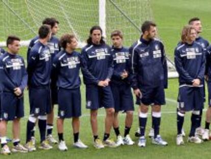 La selección italiana, durante un entrenamiento.