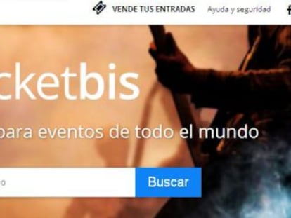 Portal de internet de Ticketbis para la compraventa de entradas.