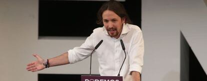 Pablo Iglesias en la clausura de la Asamblea Ciudadana de Podemos. 