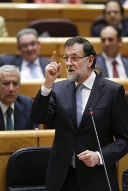 Mariano Rajoy, durante la sesi&oacute;n de control al Gobierno en el Senado.