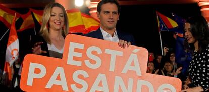 Albert Rivera, durante el m&iacute;tin de cierre de campa&ntilde;a.