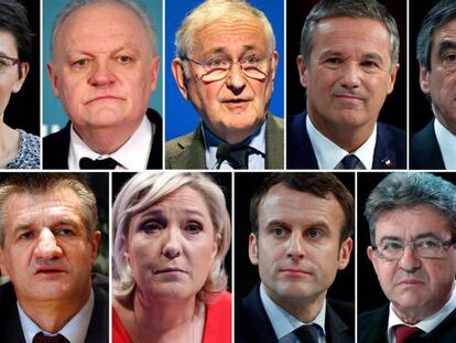 Los once candidatos que concurrirán en la primera vuelta de las presidencias francesas.