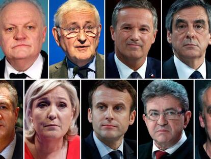 Los once candidatos que concurrirán en la primera vuelta de las presidencias francesas.