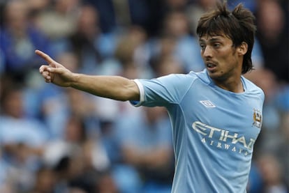 David Silva, durante un partido con el Manchester City.