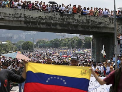 Manifestação contra Nicolás Maduro na segunda-feira em Caracas.