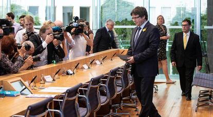 Carles Puigdemont, el pasado miércoles en Berlín, donde ofreció una rueda de prensa y anunció que regresaría a Bélgica el fin de semana.