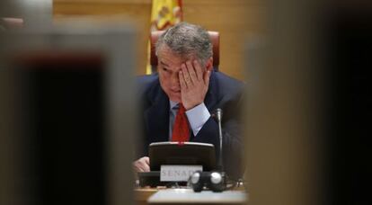 El presidente de RTVE, José Antonio Sánchez, en una comparecencia en el Senado.