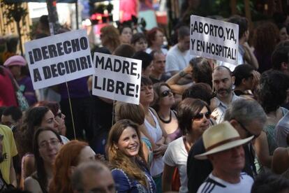 Manifestaci&oacute;n frente al Congreso contra la reforma de la ley del aborto, el pasado julio. 