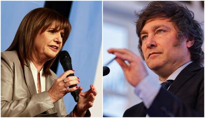 Patricia Bullrich y Javier Milei, aspirantes a la presidencia de Argentina