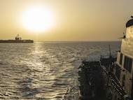 Un barco en el estrecho de Ormuz.