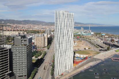 Imagen aérea de la Torre Diagonal Zero Zero de Barcelona.