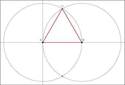 Construcción de un triángulo equilátero con regla y compás.