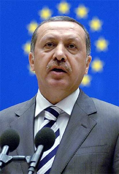 Recep Tayyip Erdogan, durante su intervención de ayer ante la Asamblea Parlamentaria del Consejo de Europa.