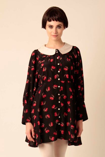 Vestido baby doll con estampado de cerezas de Kling (24,95 euros).