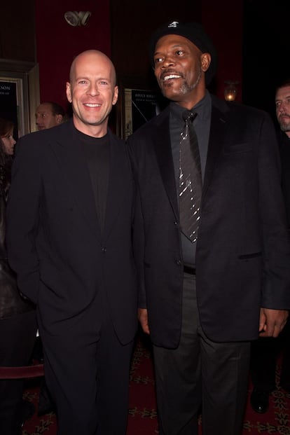 Bruce Willis y Samuel L. Jackson en el estreno de 'El protegido'.