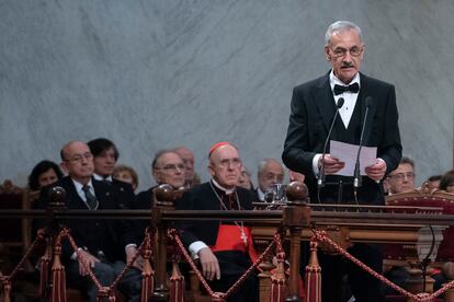 Bermúdez de Castro, durante la lectura de su discurso de ingreso en la RAE.